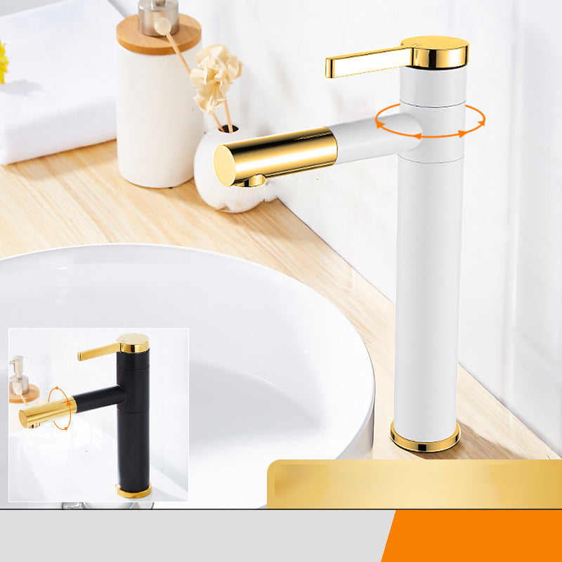 Glam Sink Faucet Single Lever Handle Faucet with Swivel Spout Clearhalo 'Bathroom Remodel & Bathroom Fixtures' 'Bathroom Sink Faucets' 'Bathroom Sinks & Faucet Components' 'bathroom_sink_faucets' 'Home Improvement' 'home_improvement' 'home_improvement_bathroom_sink_faucets' 6942304