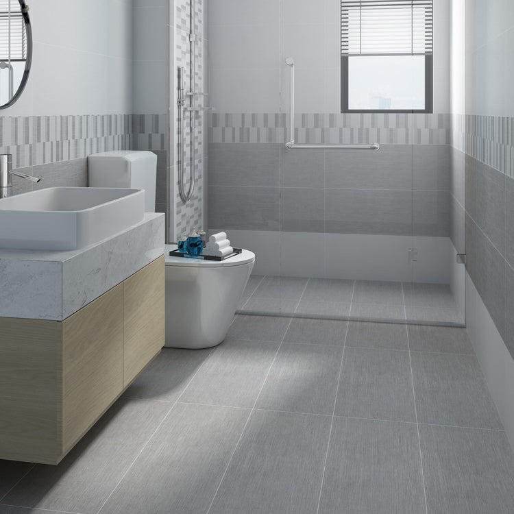 Rectangular Ceramic Matte Floor and Wall Tile Patterned Bathroom Floor Dust Gray 3 Cartons- 18 Pieces Clearhalo 'Floor Tiles & Wall Tiles' 'floor_tiles_wall_tiles' 'Flooring 'Home Improvement' 'home_improvement' 'home_improvement_floor_tiles_wall_tiles' Walls and Ceiling' 6942318