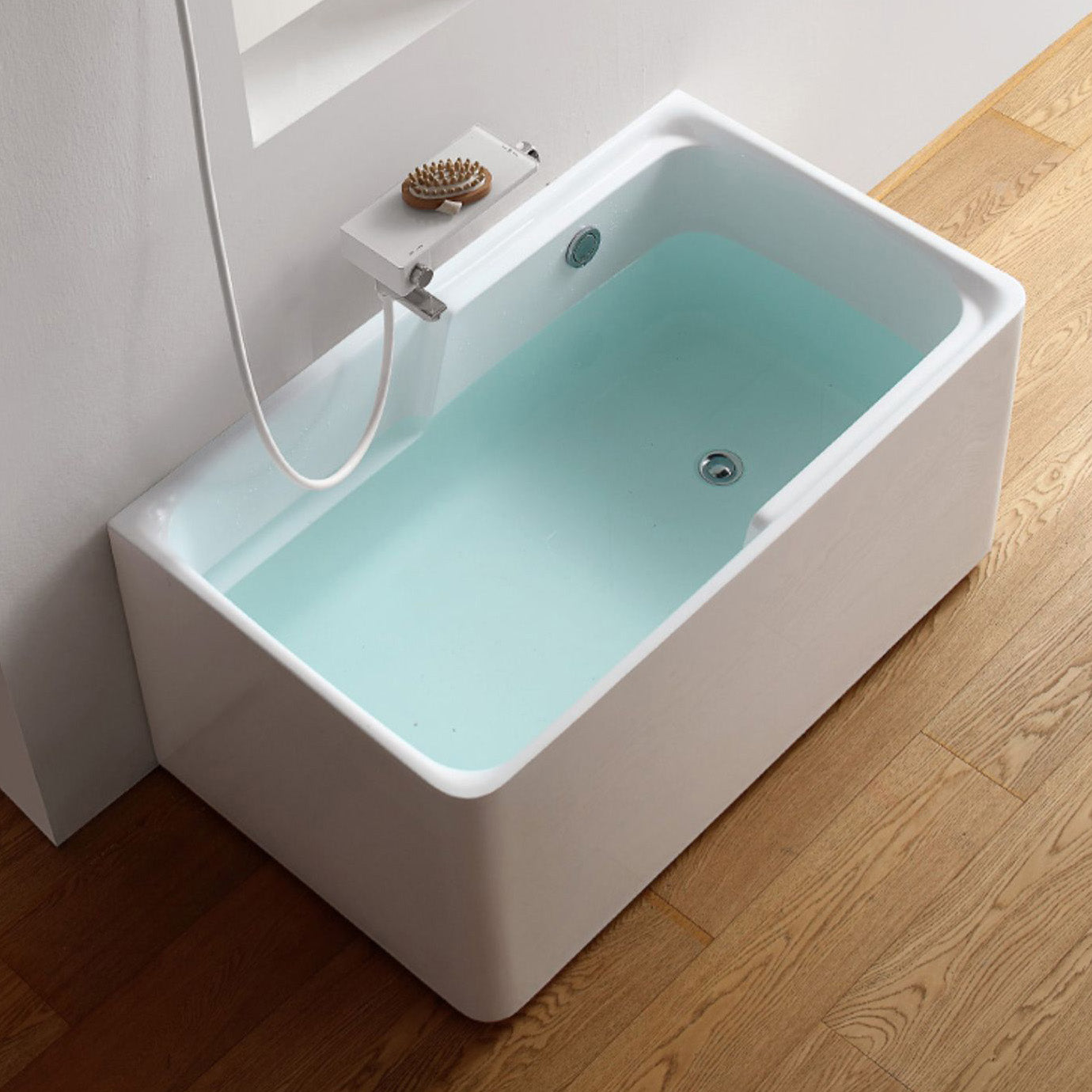 Rectangular Soaking Bathtub Antique Finish Acrylic Back to Wall Bath Tub Clearhalo 'Bathroom Remodel & Bathroom Fixtures' 'Bathtubs' 'Home Improvement' 'home_improvement' 'home_improvement_bathtubs' 'Showers & Bathtubs' 6943133