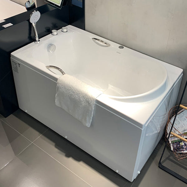 Acrylic Rectangular Bathtub Soaking White Bathtub , 29.53-inch Tall Left Tub with Silver 3-Piece Set Clearhalo 'Bathroom Remodel & Bathroom Fixtures' 'Bathtubs' 'Home Improvement' 'home_improvement' 'home_improvement_bathtubs' 'Showers & Bathtubs' 6943161