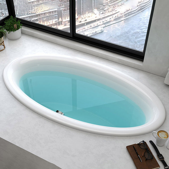 Drop in Soaking Bathtub White Oval Modern Back to Wall Acrylic Bath Massage Not Included Tub Clearhalo 'Bathroom Remodel & Bathroom Fixtures' 'Bathtubs' 'Home Improvement' 'home_improvement' 'home_improvement_bathtubs' 'Showers & Bathtubs' 6943178