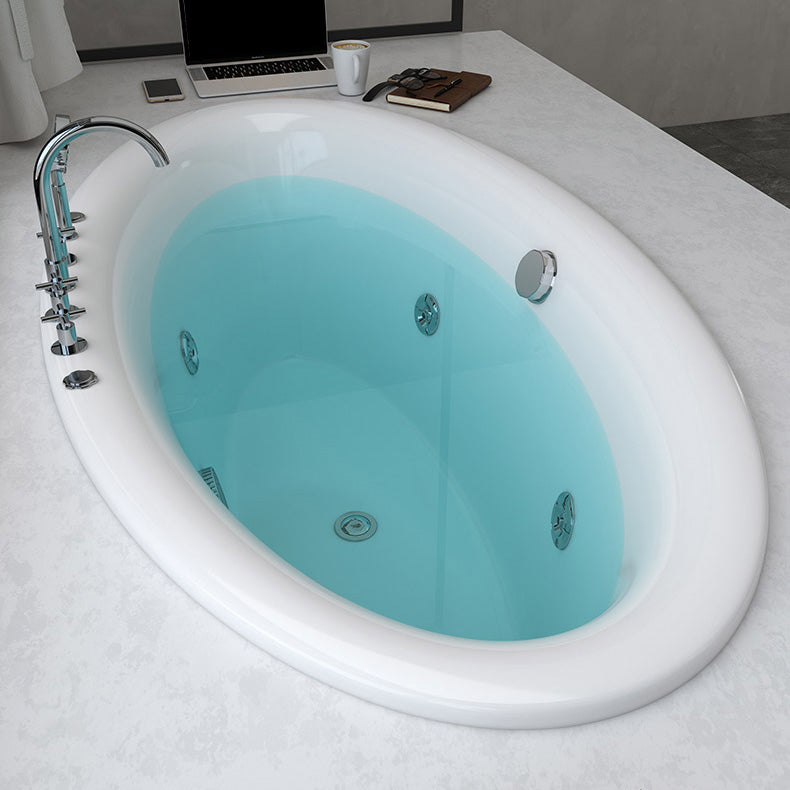 Drop in Soaking Bathtub White Oval Modern Back to Wall Acrylic Bath Clearhalo 'Bathroom Remodel & Bathroom Fixtures' 'Bathtubs' 'Home Improvement' 'home_improvement' 'home_improvement_bathtubs' 'Showers & Bathtubs' 6943188