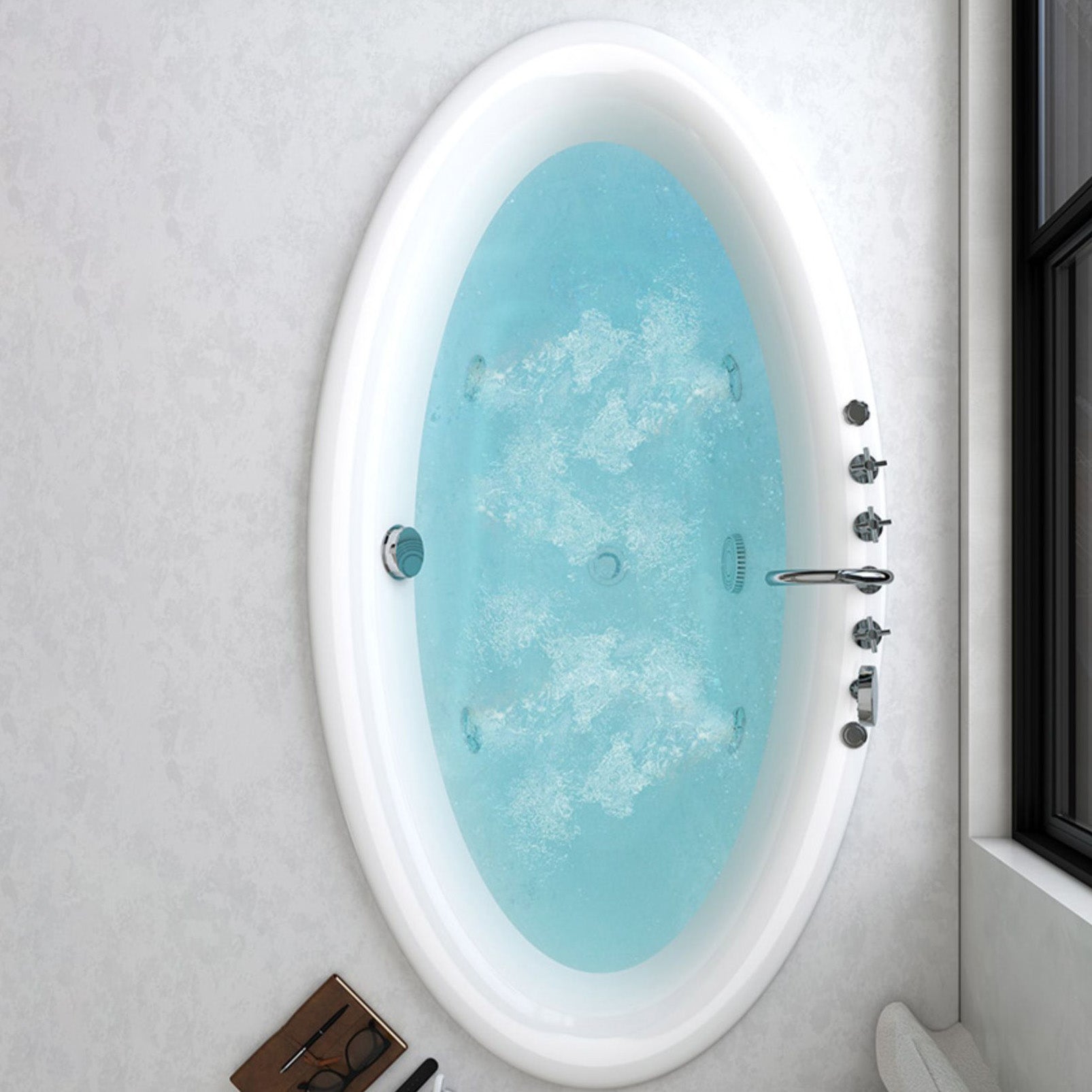 Drop in Soaking Bathtub White Oval Modern Back to Wall Acrylic Bath Clearhalo 'Bathroom Remodel & Bathroom Fixtures' 'Bathtubs' 'Home Improvement' 'home_improvement' 'home_improvement_bathtubs' 'Showers & Bathtubs' 6943189