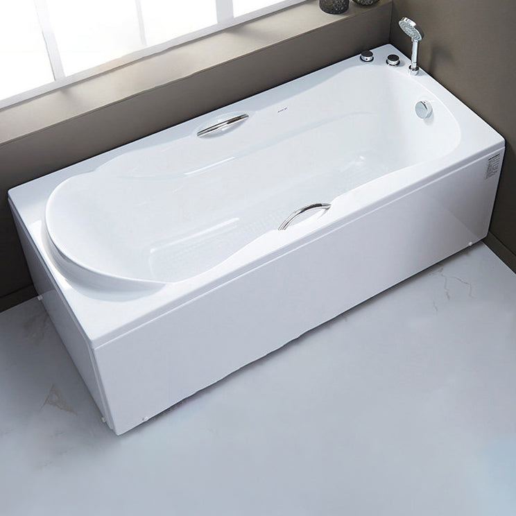 Rectangular Acrylic Bathtub Antique Finish Back to Wall Bathtub (Board not Included) Right Tub with Silver 3-Piece Set Clearhalo 'Bathroom Remodel & Bathroom Fixtures' 'Bathtubs' 'Home Improvement' 'home_improvement' 'home_improvement_bathtubs' 'Showers & Bathtubs' 6943199
