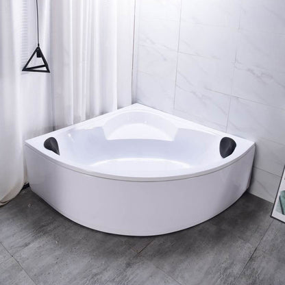 Acrylic Corner Soaking Bathtub Antique Finish Back to Wall Bath Tub Tub with Pillow Clearhalo 'Bathroom Remodel & Bathroom Fixtures' 'Bathtubs' 'Home Improvement' 'home_improvement' 'home_improvement_bathtubs' 'Showers & Bathtubs' 6943214