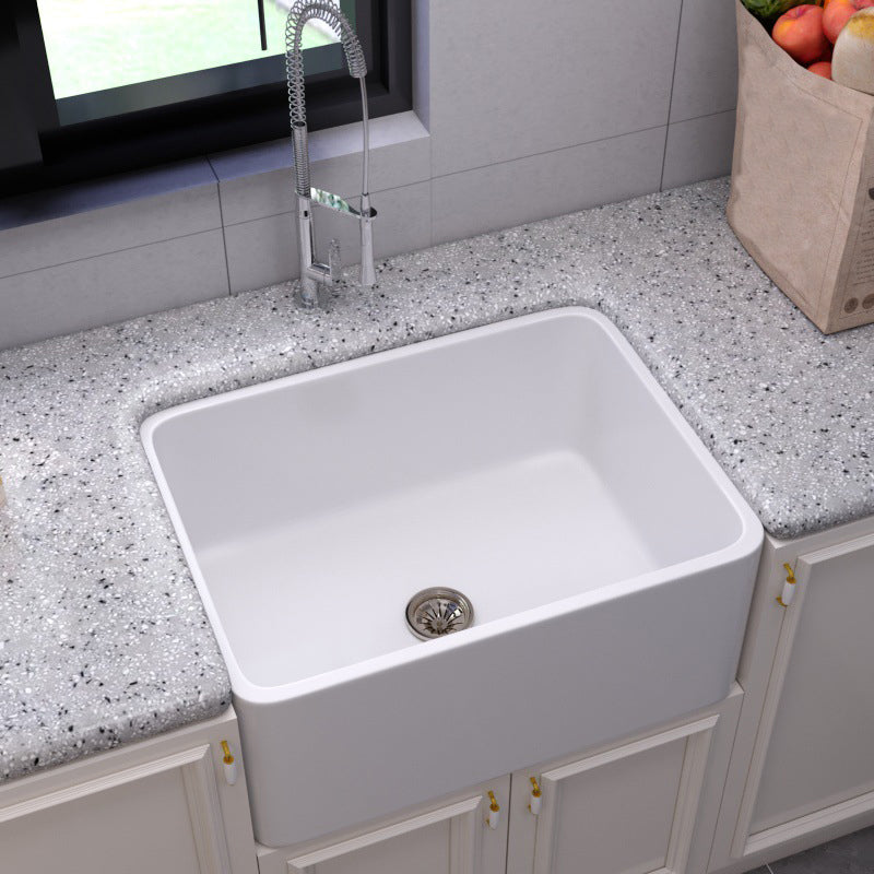Ceramic Kitchen Sink Single Basin Contemporary Style Kitchen Sink(Not Including Faucet) Clearhalo 'Home Improvement' 'home_improvement' 'home_improvement_kitchen_sinks' 'Kitchen Remodel & Kitchen Fixtures' 'Kitchen Sinks & Faucet Components' 'Kitchen Sinks' 'kitchen_sinks' 6944603