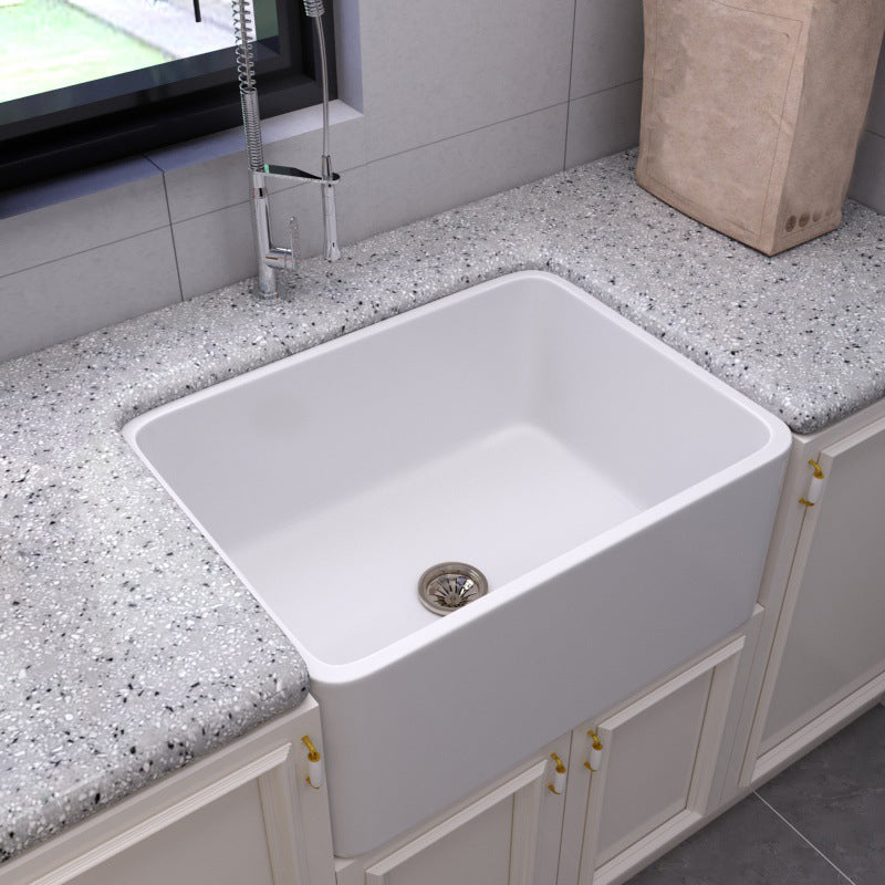 Ceramic Kitchen Sink Single Basin Contemporary Style Kitchen Sink(Not Including Faucet) Clearhalo 'Home Improvement' 'home_improvement' 'home_improvement_kitchen_sinks' 'Kitchen Remodel & Kitchen Fixtures' 'Kitchen Sinks & Faucet Components' 'Kitchen Sinks' 'kitchen_sinks' 6944604
