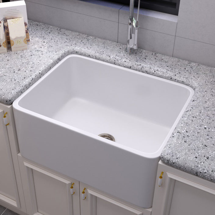 Ceramic Kitchen Sink Single Basin Contemporary Style Kitchen Sink(Not Including Faucet) Clearhalo 'Home Improvement' 'home_improvement' 'home_improvement_kitchen_sinks' 'Kitchen Remodel & Kitchen Fixtures' 'Kitchen Sinks & Faucet Components' 'Kitchen Sinks' 'kitchen_sinks' 6944605