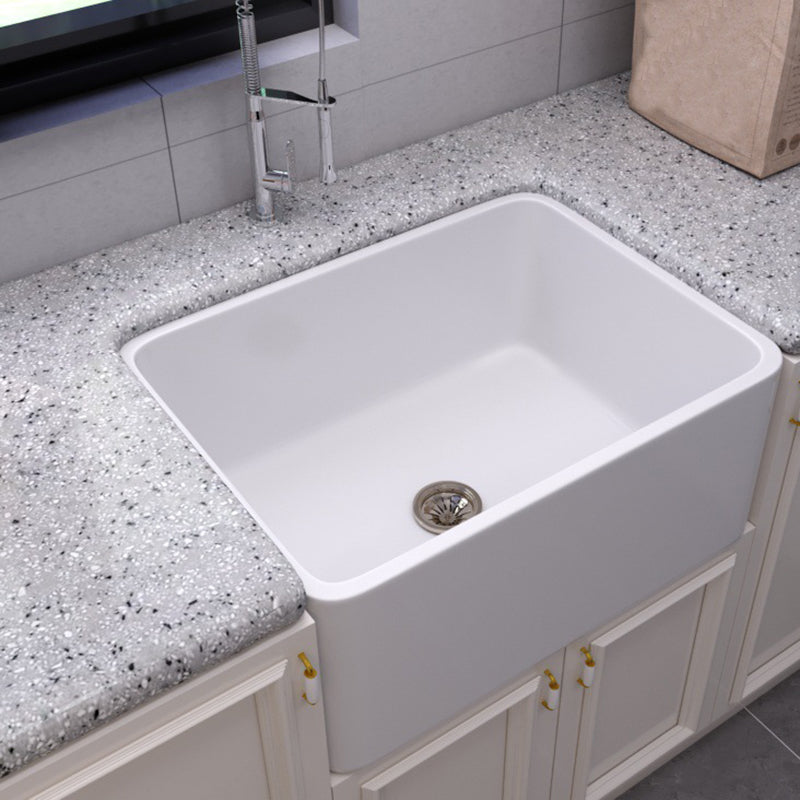 Ceramic Kitchen Sink Single Basin Contemporary Style Kitchen Sink(Not Including Faucet) Clearhalo 'Home Improvement' 'home_improvement' 'home_improvement_kitchen_sinks' 'Kitchen Remodel & Kitchen Fixtures' 'Kitchen Sinks & Faucet Components' 'Kitchen Sinks' 'kitchen_sinks' 6944606