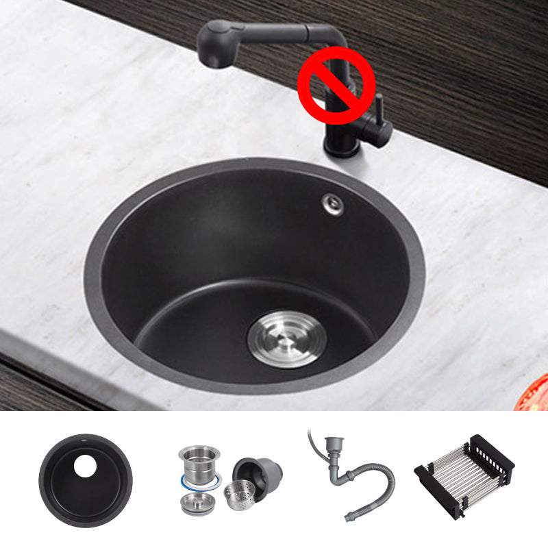 Quartz Kitchen Sink Round Single Bowl Kitchen Sink with Basket Strainer 18.1"L x 18.1"W x 7.9"H Sink Only None Clearhalo 'Home Improvement' 'home_improvement' 'home_improvement_kitchen_sinks' 'Kitchen Remodel & Kitchen Fixtures' 'Kitchen Sinks & Faucet Components' 'Kitchen Sinks' 'kitchen_sinks' 6944659