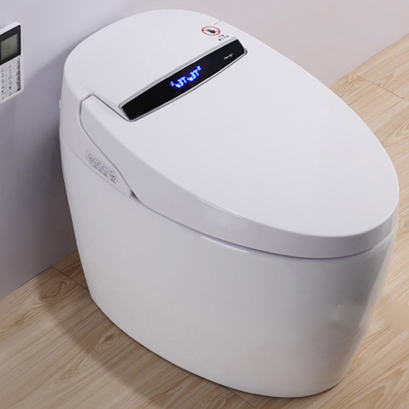 Contemporary Heated Seat Flush Toilet Floor Mounted White Urine Toilet for Bathroom Foot Touch Flush (Standard Configuration) 16" Clearhalo 'Bathroom Remodel & Bathroom Fixtures' 'Home Improvement' 'home_improvement' 'home_improvement_toilets' 'Toilets & Bidets' 'Toilets' 6949185