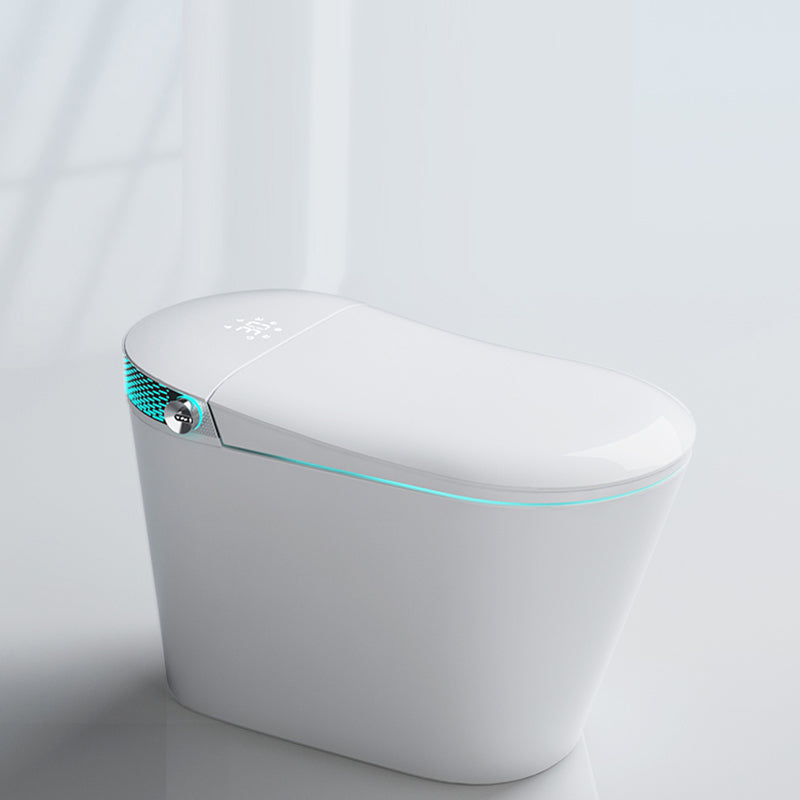 Contemporary Heated Seat Flush Toilet Floor Mount White Urine Toilet for Bathroom White Foot Touch Flush (Standard Configuration) 16" Clearhalo 'Bathroom Remodel & Bathroom Fixtures' 'Home Improvement' 'home_improvement' 'home_improvement_toilets' 'Toilets & Bidets' 'Toilets' 6949226