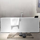 Acrylic Rectangular Bathtub Freestanding Soaking Bathtub , 31.5" Wide 67"L x 31"W x 24"H Tub with Silver 3-Piece Set Clearhalo 'Bathroom Remodel & Bathroom Fixtures' 'Bathtubs' 'Home Improvement' 'home_improvement' 'home_improvement_bathtubs' 'Showers & Bathtubs' 6949270