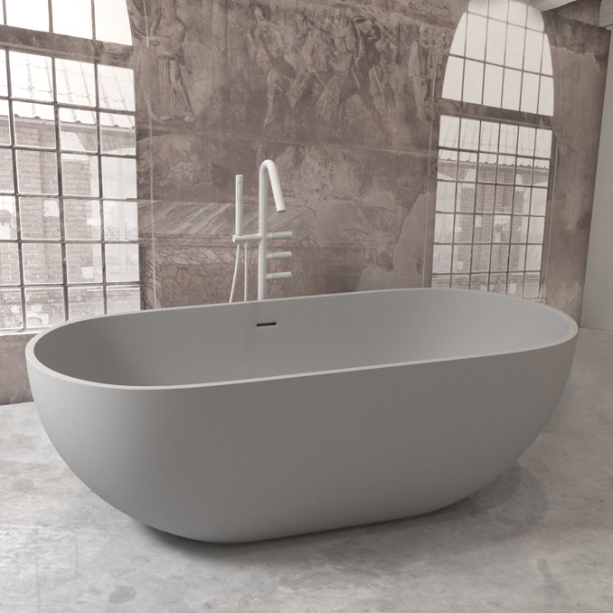 Modern Stone Bathtub Freestanding Soaking Bathtub , 29.53-inch Tall Grey Clearhalo 'Bathroom Remodel & Bathroom Fixtures' 'Bathtubs' 'Home Improvement' 'home_improvement' 'home_improvement_bathtubs' 'Showers & Bathtubs' 6949316