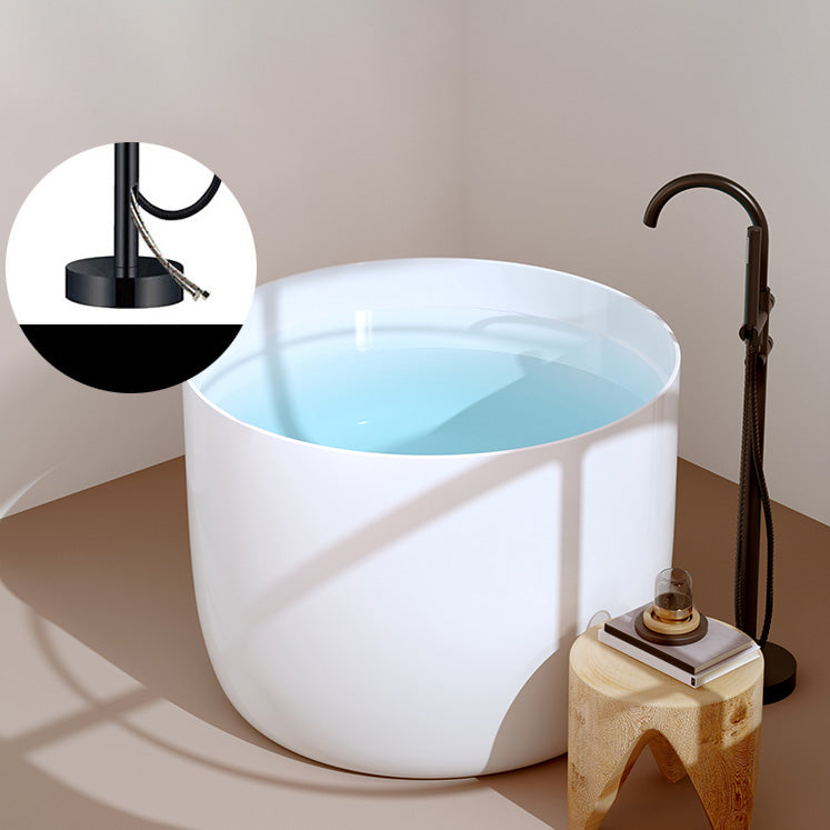 Round Soaking Bathtub Antique Finish Acrylic Freestanding Bath Tub 39"L x 39"W x 27"H Tub with Freestanding Tub Fillers Clearhalo 'Bathroom Remodel & Bathroom Fixtures' 'Bathtubs' 'Home Improvement' 'home_improvement' 'home_improvement_bathtubs' 'Showers & Bathtubs' 6949350