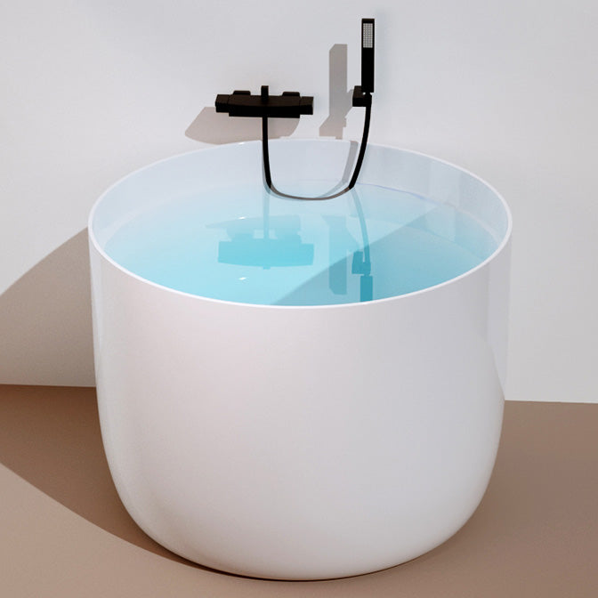 Round Soaking Bathtub Antique Finish Acrylic Freestanding Bath Tub Tub with Wall Mounted Faucets Clearhalo 'Bathroom Remodel & Bathroom Fixtures' 'Bathtubs' 'Home Improvement' 'home_improvement' 'home_improvement_bathtubs' 'Showers & Bathtubs' 6949351