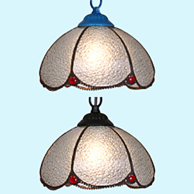 1 Bulb Living Room Ceiling Lamp Tiffany Black/Blue Pendant Light Kit with Hemisphere Clear Handcrafted Glass Shade Clearhalo 'Ceiling Lights' 'Industrial' 'Middle Century Pendants' 'Pendant Lights' 'Pendants' 'Tiffany close to ceiling' 'Tiffany Pendants' 'Tiffany' Lighting' 69512