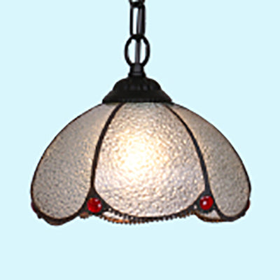 1 Bulb Living Room Ceiling Lamp Tiffany Black/Blue Pendant Light Kit with Hemisphere Clear Handcrafted Glass Shade Black Clearhalo 'Ceiling Lights' 'Industrial' 'Middle Century Pendants' 'Pendant Lights' 'Pendants' 'Tiffany close to ceiling' 'Tiffany Pendants' 'Tiffany' Lighting' 69515