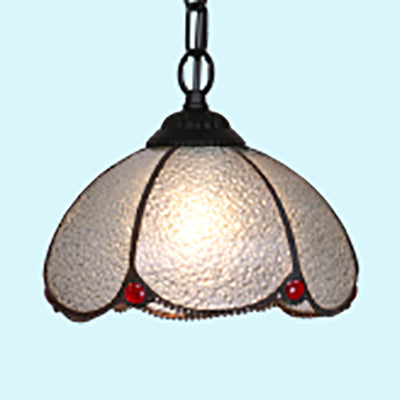 1 Bulb Living Room Ceiling Lamp Tiffany Black/Blue Pendant Light Kit with Hemisphere Clear Handcrafted Glass Shade Black Clearhalo 'Ceiling Lights' 'Industrial' 'Middle Century Pendants' 'Pendant Lights' 'Pendants' 'Tiffany close to ceiling' 'Tiffany Pendants' 'Tiffany' Lighting' 69515