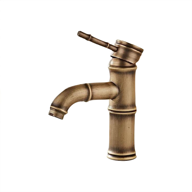 Brass Country Basin Faucet Single Hole Vanity Sink Faucet for Bathroom Brass 8.2" Supply Lines Not Included Clearhalo 'Bathroom Remodel & Bathroom Fixtures' 'Bathroom Sink Faucets' 'Bathroom Sinks & Faucet Components' 'bathroom_sink_faucets' 'Home Improvement' 'home_improvement' 'home_improvement_bathroom_sink_faucets' 6951622