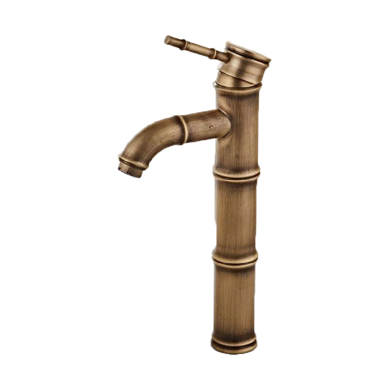 Brass Country Basin Faucet Single Hole Vanity Sink Faucet for Bathroom Brass 12.1" Clearhalo 'Bathroom Remodel & Bathroom Fixtures' 'Bathroom Sink Faucets' 'Bathroom Sinks & Faucet Components' 'bathroom_sink_faucets' 'Home Improvement' 'home_improvement' 'home_improvement_bathroom_sink_faucets' 6951623