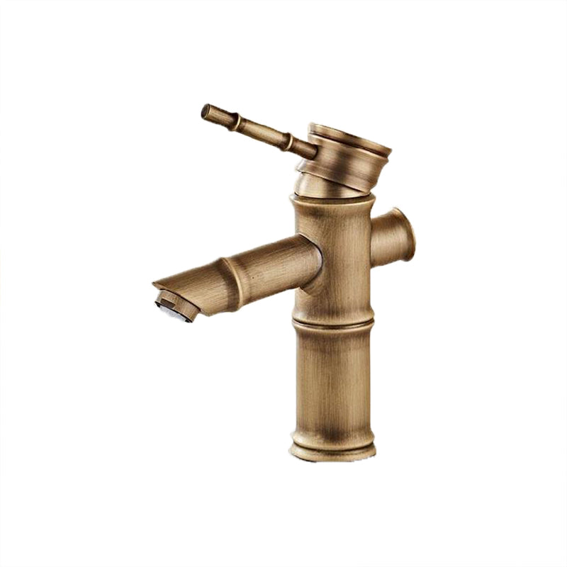Brass Country Basin Faucet Single Hole Vanity Sink Faucet for Bathroom Bronze 8.2" Clearhalo 'Bathroom Remodel & Bathroom Fixtures' 'Bathroom Sink Faucets' 'Bathroom Sinks & Faucet Components' 'bathroom_sink_faucets' 'Home Improvement' 'home_improvement' 'home_improvement_bathroom_sink_faucets' 6951625