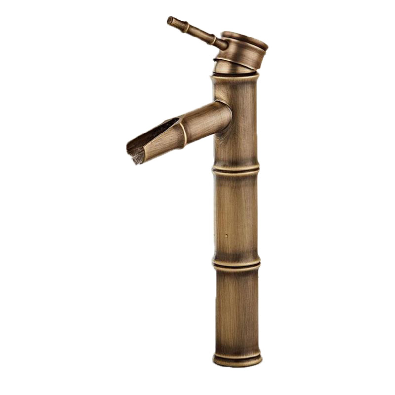 Brass Country Basin Faucet Single Hole Vanity Sink Faucet for Bathroom Coppery 12.1" Supply Lines Not Included Clearhalo 'Bathroom Remodel & Bathroom Fixtures' 'Bathroom Sink Faucets' 'Bathroom Sinks & Faucet Components' 'bathroom_sink_faucets' 'Home Improvement' 'home_improvement' 'home_improvement_bathroom_sink_faucets' 6951632