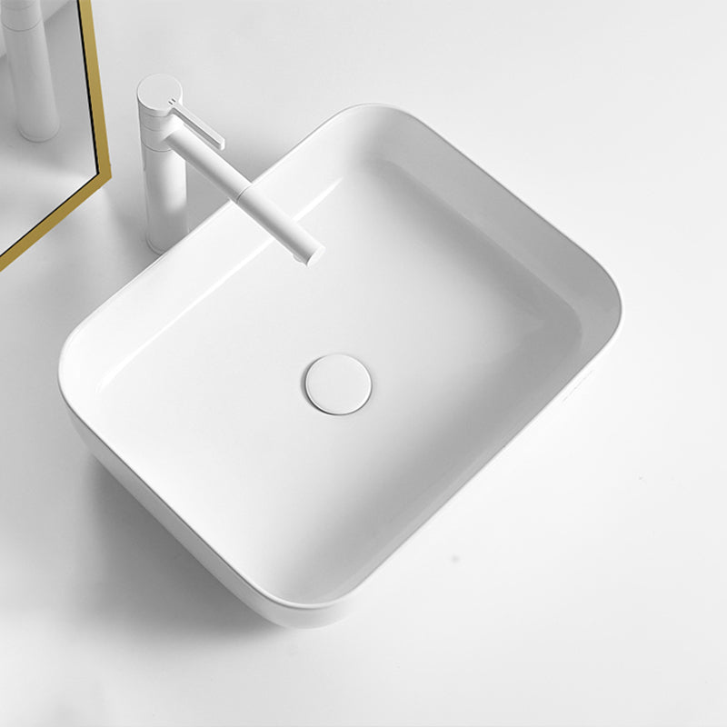 Contemporary Bathroom Sink Porcelain Square Vessel Bathroom Sink with Pop-Up Drain Clearhalo 'Bathroom Remodel & Bathroom Fixtures' 'Bathroom Sinks & Faucet Components' 'Bathroom Sinks' 'bathroom_sink' 'Home Improvement' 'home_improvement' 'home_improvement_bathroom_sink' 6951674