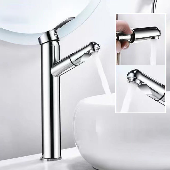 Lever Handle Faucet Contemporary Pull-out Faucet for Bathroom Clearhalo 'Bathroom Remodel & Bathroom Fixtures' 'Bathroom Sink Faucets' 'Bathroom Sinks & Faucet Components' 'bathroom_sink_faucets' 'Home Improvement' 'home_improvement' 'home_improvement_bathroom_sink_faucets' 6951762