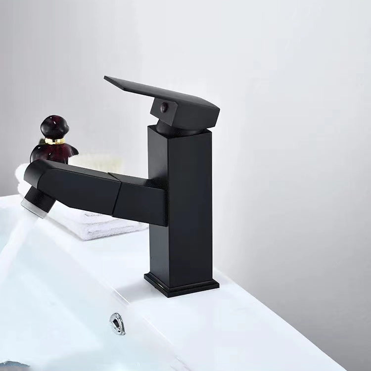 Lever Handle Faucet Contemporary Pull-out Faucet for Bathroom Clearhalo 'Bathroom Remodel & Bathroom Fixtures' 'Bathroom Sink Faucets' 'Bathroom Sinks & Faucet Components' 'bathroom_sink_faucets' 'Home Improvement' 'home_improvement' 'home_improvement_bathroom_sink_faucets' 6951768
