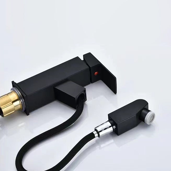 Lever Handle Faucet Contemporary Pull-out Faucet for Bathroom Clearhalo 'Bathroom Remodel & Bathroom Fixtures' 'Bathroom Sink Faucets' 'Bathroom Sinks & Faucet Components' 'bathroom_sink_faucets' 'Home Improvement' 'home_improvement' 'home_improvement_bathroom_sink_faucets' 6951770