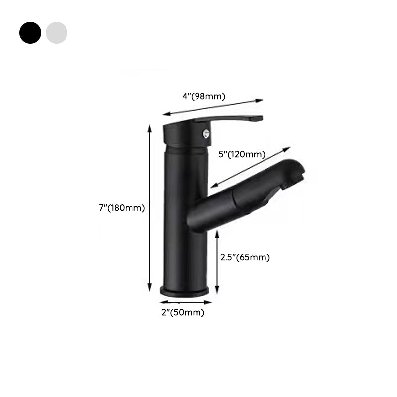 Lever Handle Faucet Contemporary Pull-out Faucet for Bathroom Clearhalo 'Bathroom Remodel & Bathroom Fixtures' 'Bathroom Sink Faucets' 'Bathroom Sinks & Faucet Components' 'bathroom_sink_faucets' 'Home Improvement' 'home_improvement' 'home_improvement_bathroom_sink_faucets' 6951772