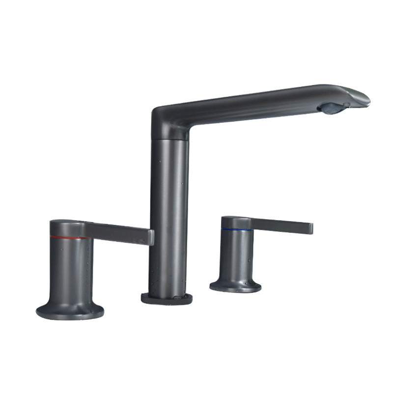 7.28" H Luxury Vanity Sink Faucet 3-hole Circular Bathroom Faucet Clearhalo 'Bathroom Remodel & Bathroom Fixtures' 'Bathroom Sink Faucets' 'Bathroom Sinks & Faucet Components' 'bathroom_sink_faucets' 'Home Improvement' 'home_improvement' 'home_improvement_bathroom_sink_faucets' 6951795