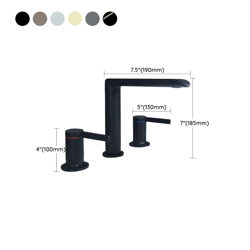 7.28" H Luxury Vanity Sink Faucet 3-hole Circular Bathroom Faucet Clearhalo 'Bathroom Remodel & Bathroom Fixtures' 'Bathroom Sink Faucets' 'Bathroom Sinks & Faucet Components' 'bathroom_sink_faucets' 'Home Improvement' 'home_improvement' 'home_improvement_bathroom_sink_faucets' 6951801