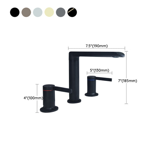 7.28" H Luxury Vanity Sink Faucet 3-hole Circular Bathroom Faucet Clearhalo 'Bathroom Remodel & Bathroom Fixtures' 'Bathroom Sink Faucets' 'Bathroom Sinks & Faucet Components' 'bathroom_sink_faucets' 'Home Improvement' 'home_improvement' 'home_improvement_bathroom_sink_faucets' 6951801