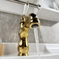 Vintage Bathroom Basin Faucet Full Brass Pull-out Ceramic Handle Sink Faucet with Drain Clearhalo 'Bathroom Remodel & Bathroom Fixtures' 'Bathroom Sink Faucets' 'Bathroom Sinks & Faucet Components' 'bathroom_sink_faucets' 'Home Improvement' 'home_improvement' 'home_improvement_bathroom_sink_faucets' 6951812