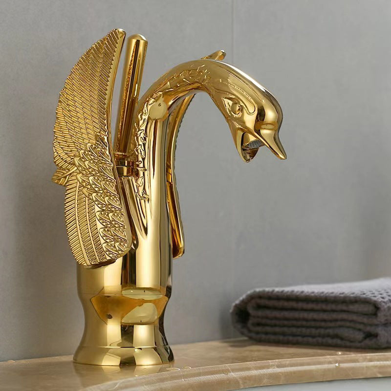 Full Brass Bathroom Vanity Faucet Hot and Cold Single Handle Basin Faucet Clearhalo 'Bathroom Remodel & Bathroom Fixtures' 'Bathroom Sink Faucets' 'Bathroom Sinks & Faucet Components' 'bathroom_sink_faucets' 'Home Improvement' 'home_improvement' 'home_improvement_bathroom_sink_faucets' 6951815