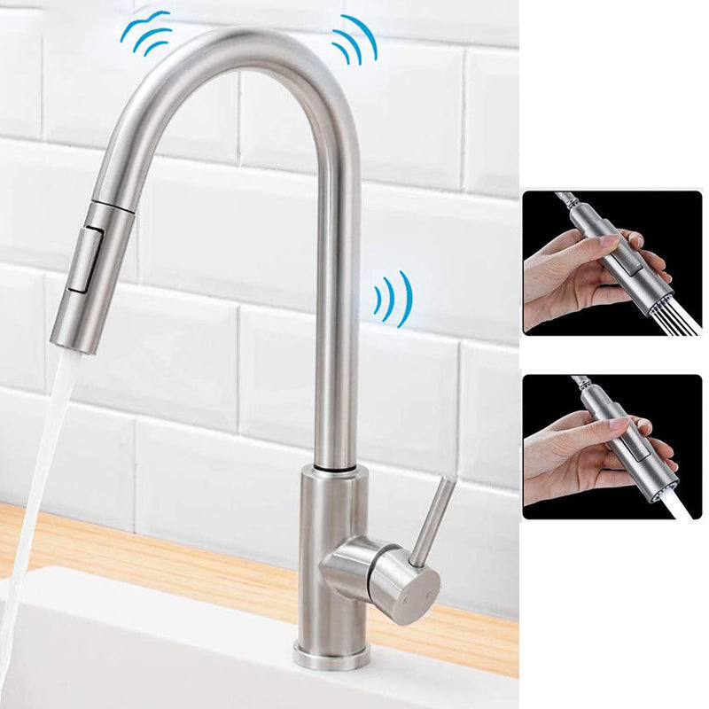 Pull Down Sprayer Kitchen Faucet Touch Sensor 304 Stainless Steel High Arc Kitchen Faucet Clearhalo 'Home Improvement' 'home_improvement' 'home_improvement_kitchen_faucets' 'Kitchen Faucets' 'Kitchen Remodel & Kitchen Fixtures' 'Kitchen Sinks & Faucet Components' 'kitchen_faucets' 6951940