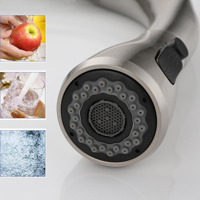 Modern Touch Sensor Kitchen Faucet Stainless Steel Swivel Spout with Pull down Sprayer Clearhalo 'Home Improvement' 'home_improvement' 'home_improvement_kitchen_faucets' 'Kitchen Faucets' 'Kitchen Remodel & Kitchen Fixtures' 'Kitchen Sinks & Faucet Components' 'kitchen_faucets' 6951952