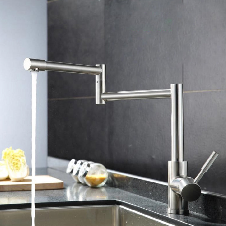 Modern Kitchen Faucet Single Lever Handle Swivel Stainless Steel Pot Filler Stainless Steel Clearhalo 'Home Improvement' 'home_improvement' 'home_improvement_kitchen_faucets' 'Kitchen Faucets' 'Kitchen Remodel & Kitchen Fixtures' 'Kitchen Sinks & Faucet Components' 'kitchen_faucets' 6951959