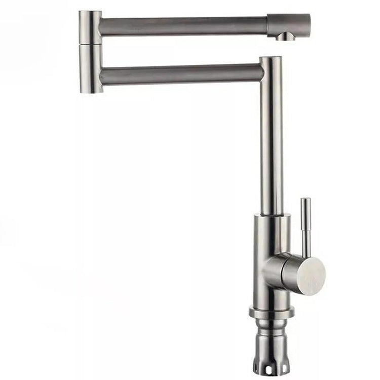 Modern Kitchen Faucet Single Lever Handle Swivel Stainless Steel Pot Filler Clearhalo 'Home Improvement' 'home_improvement' 'home_improvement_kitchen_faucets' 'Kitchen Faucets' 'Kitchen Remodel & Kitchen Fixtures' 'Kitchen Sinks & Faucet Components' 'kitchen_faucets' 6951963