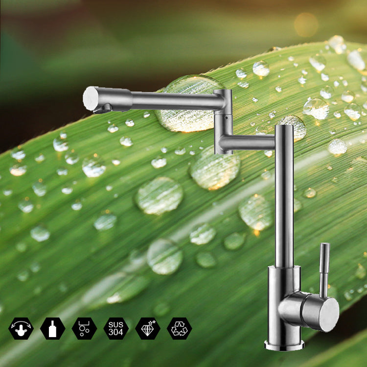 Modern Kitchen Faucet Single Lever Handle Swivel Stainless Steel Pot Filler Clearhalo 'Home Improvement' 'home_improvement' 'home_improvement_kitchen_faucets' 'Kitchen Faucets' 'Kitchen Remodel & Kitchen Fixtures' 'Kitchen Sinks & Faucet Components' 'kitchen_faucets' 6951964