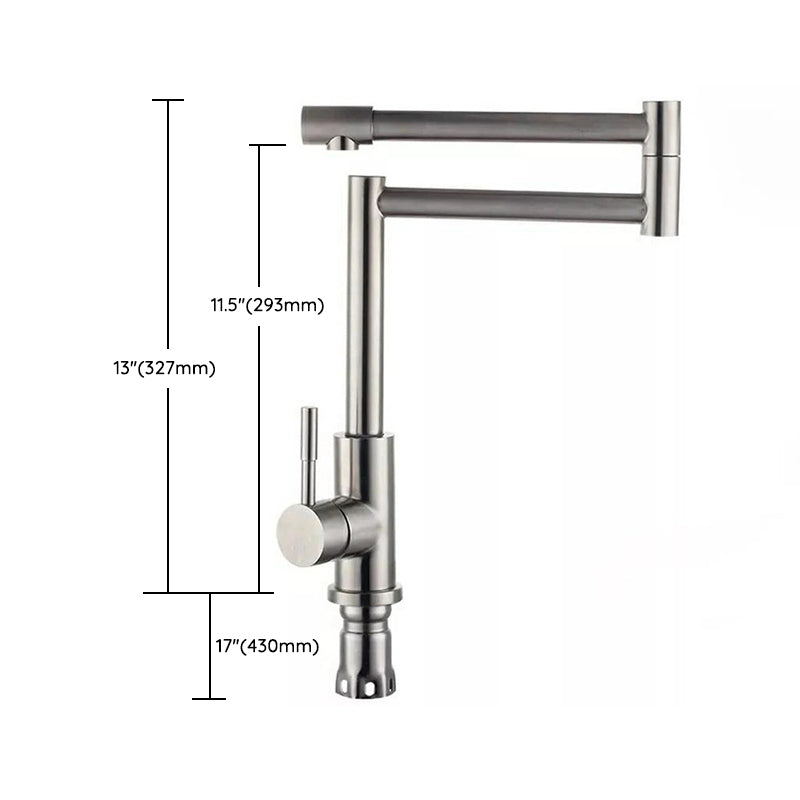 Modern Kitchen Faucet Single Lever Handle Swivel Stainless Steel Pot Filler Clearhalo 'Home Improvement' 'home_improvement' 'home_improvement_kitchen_faucets' 'Kitchen Faucets' 'Kitchen Remodel & Kitchen Fixtures' 'Kitchen Sinks & Faucet Components' 'kitchen_faucets' 6951969