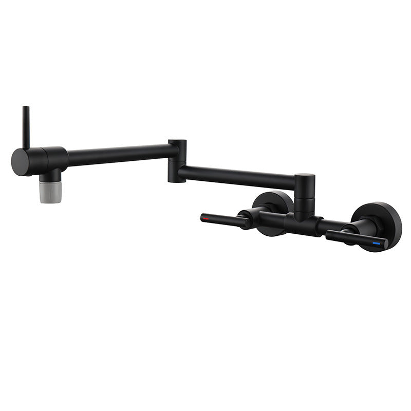 Brass Pot Filler Modern Double Lever Handle Swivel Wall-Mounted Pot Filler Black Dual-mode Water Outlet Clearhalo 'Home Improvement' 'home_improvement' 'home_improvement_kitchen_faucets' 'Kitchen Faucets' 'Kitchen Remodel & Kitchen Fixtures' 'Kitchen Sinks & Faucet Components' 'kitchen_faucets' 6951971