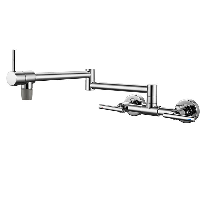 Brass Pot Filler Modern Double Lever Handle Swivel Wall-Mounted Pot Filler Chrome Dual-mode Water Outlet Clearhalo 'Home Improvement' 'home_improvement' 'home_improvement_kitchen_faucets' 'Kitchen Faucets' 'Kitchen Remodel & Kitchen Fixtures' 'Kitchen Sinks & Faucet Components' 'kitchen_faucets' 6951975