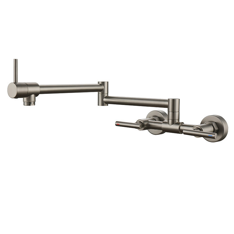 Brass Pot Filler Modern Double Lever Handle Swivel Wall-Mounted Pot Filler Clearhalo 'Home Improvement' 'home_improvement' 'home_improvement_kitchen_faucets' 'Kitchen Faucets' 'Kitchen Remodel & Kitchen Fixtures' 'Kitchen Sinks & Faucet Components' 'kitchen_faucets' 6951979
