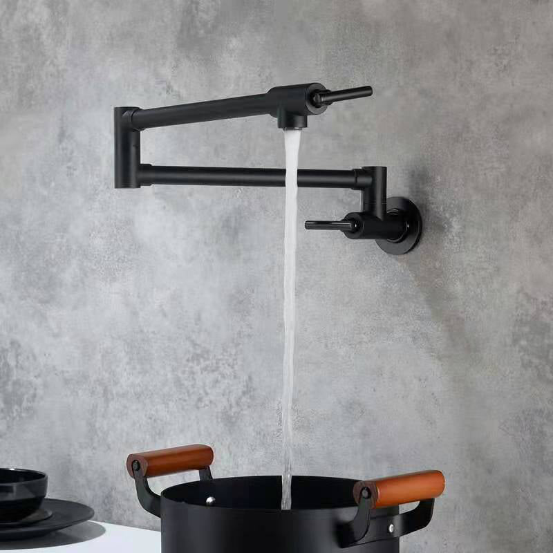 Black Pot Filler Single Lever Handle Modern Swivel 1-Hole Copper Kitchen Faucet Black Clearhalo 'Home Improvement' 'home_improvement' 'home_improvement_kitchen_faucets' 'Kitchen Faucets' 'Kitchen Remodel & Kitchen Fixtures' 'Kitchen Sinks & Faucet Components' 'kitchen_faucets' 6951985