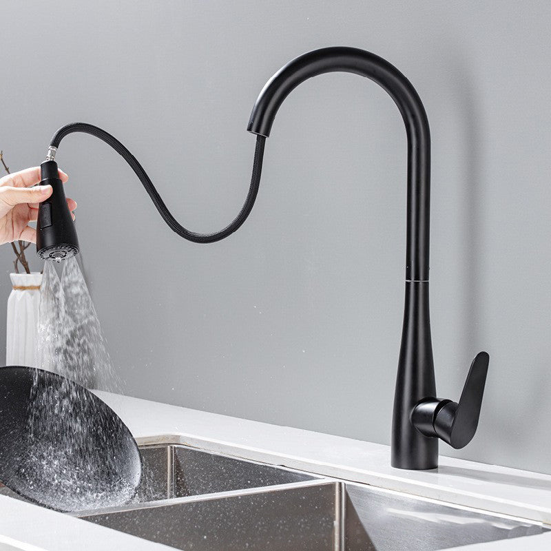 Touch Sensor Spray Kitchen Faucet Stainless Steel Swivel Spout with Pull Down Sprayer Black Clearhalo 'Home Improvement' 'home_improvement' 'home_improvement_kitchen_faucets' 'Kitchen Faucets' 'Kitchen Remodel & Kitchen Fixtures' 'Kitchen Sinks & Faucet Components' 'kitchen_faucets' 6951993