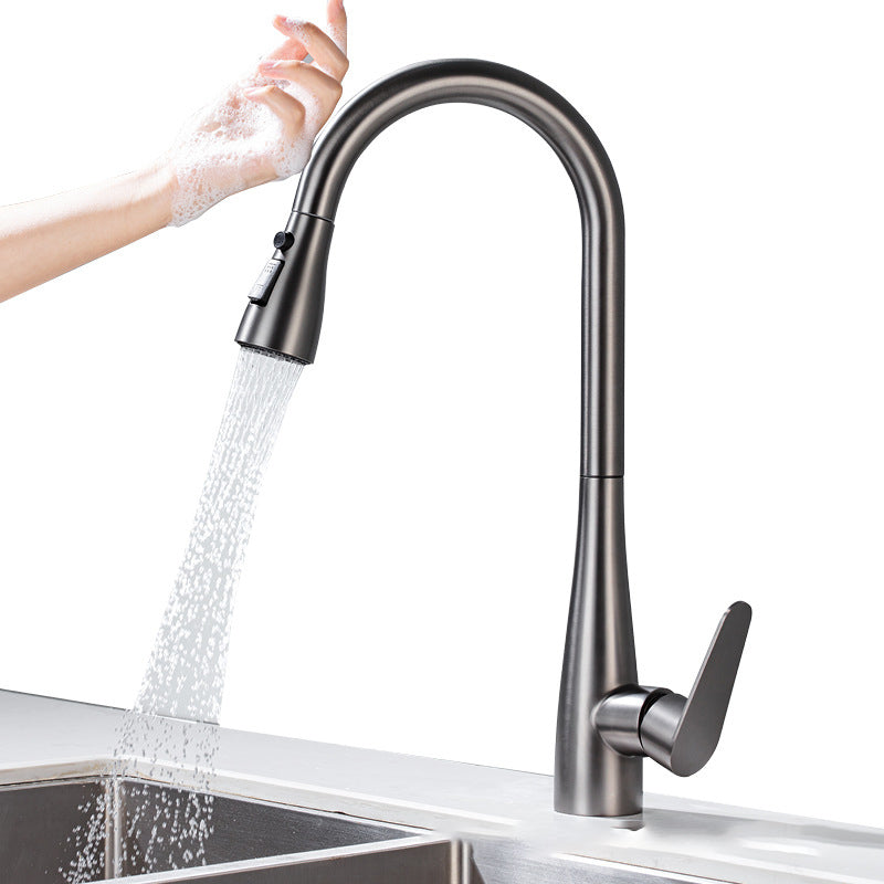 Touch Sensor Spray Kitchen Faucet Stainless Steel Swivel Spout with Pull Down Sprayer Clearhalo 'Home Improvement' 'home_improvement' 'home_improvement_kitchen_faucets' 'Kitchen Faucets' 'Kitchen Remodel & Kitchen Fixtures' 'Kitchen Sinks & Faucet Components' 'kitchen_faucets' 6951997