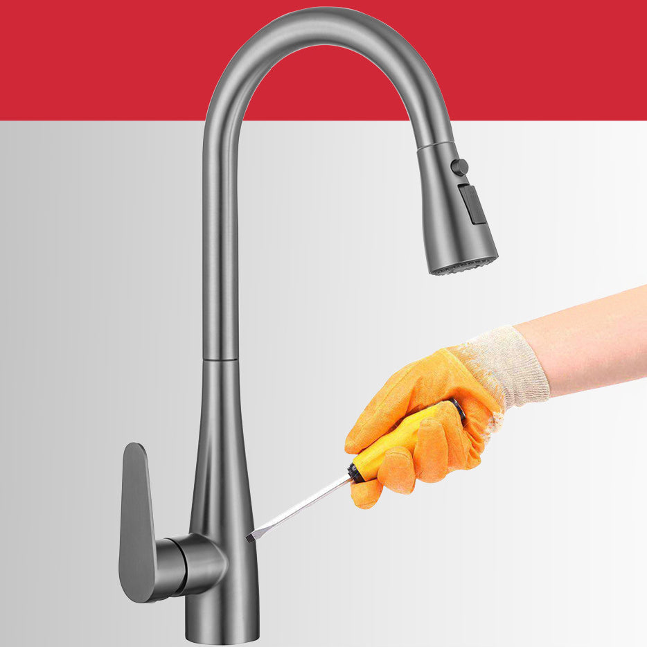 Touch Sensor Spray Kitchen Faucet Stainless Steel Swivel Spout with Pull Down Sprayer Clearhalo 'Home Improvement' 'home_improvement' 'home_improvement_kitchen_faucets' 'Kitchen Faucets' 'Kitchen Remodel & Kitchen Fixtures' 'Kitchen Sinks & Faucet Components' 'kitchen_faucets' 6952000